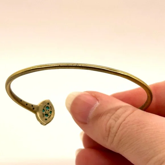 Kendra Scott Laura Pinch Cuff Bracelet in Antique Gold & Variegated Turquoise - Picture 10 of 13